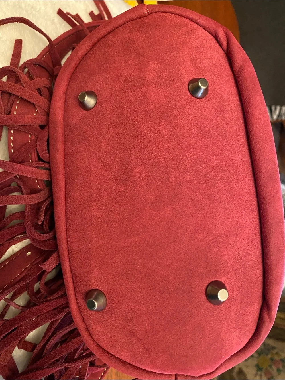 Bohemian Fringe Montana West Crossbody Bucket Bag - Red